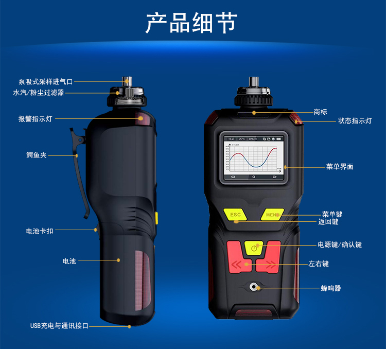 手持式泵吸型四合一多參數氣體報警儀 四合一氣體檢測儀